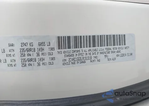 2020 Chrysler Pacifica Limited z USA, uszkodzony, nr VIN 2C4RC1GG3LR151318